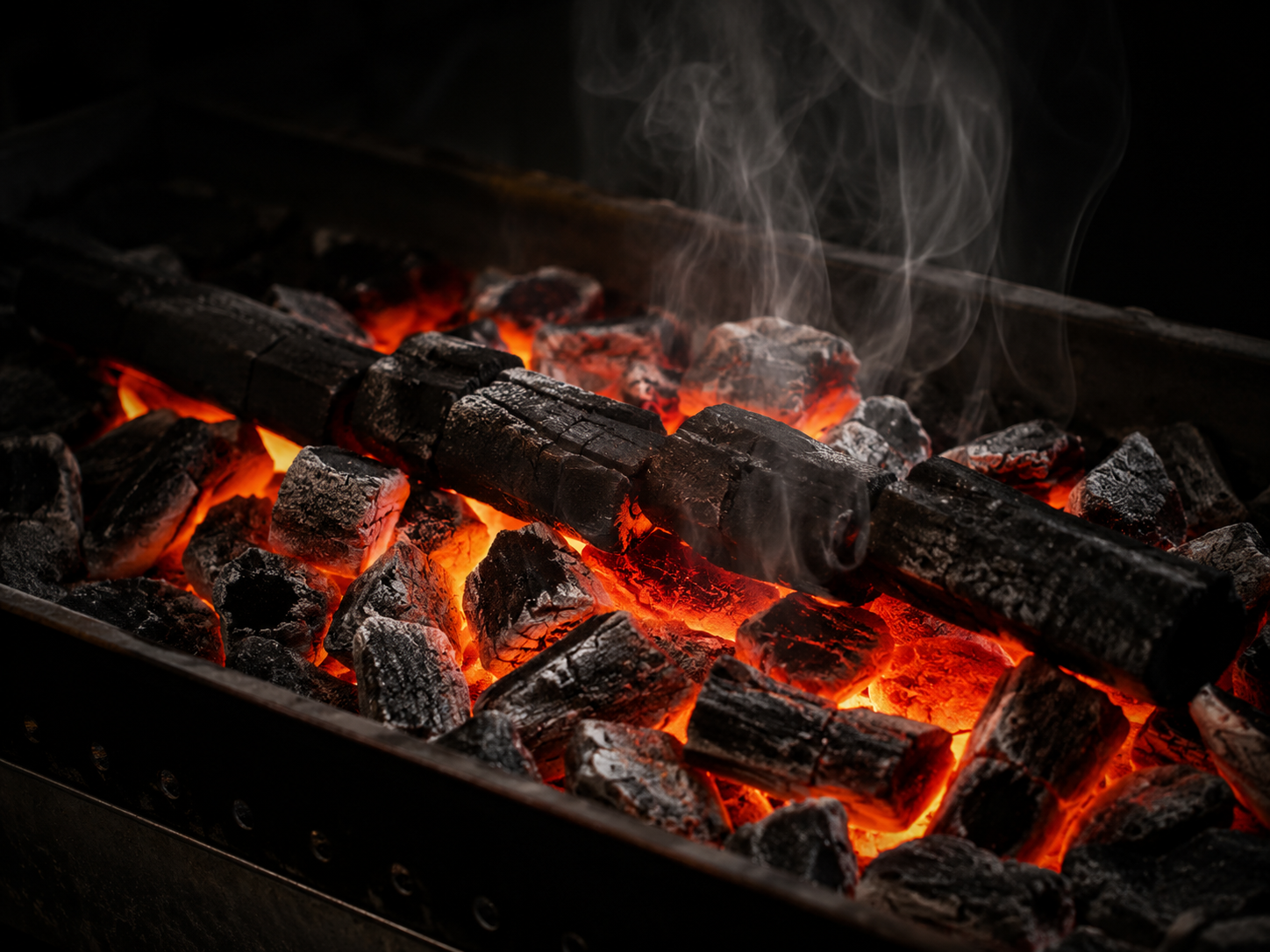 Preparing hot charcoal